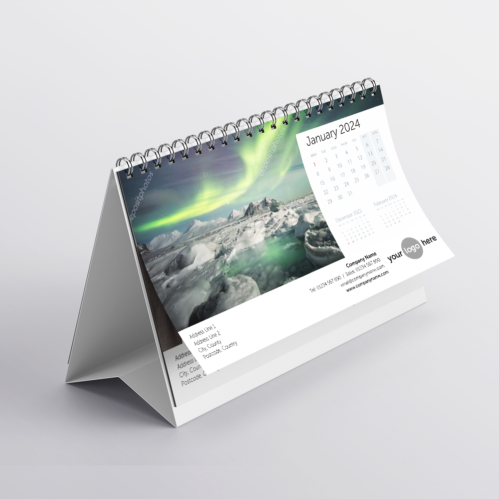 0014111 Desk Calendar 2024 Stock Images Grid Dates 