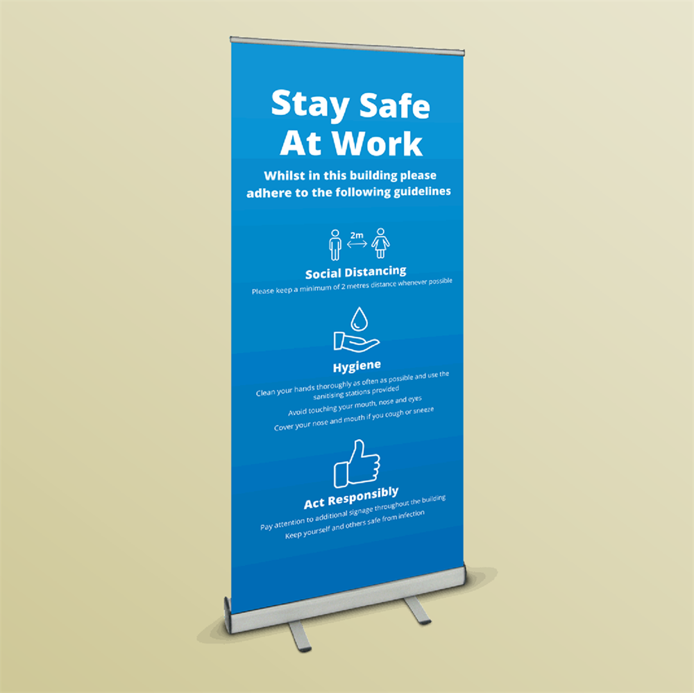 Picture of Roller Banner - Stay Safe At Work (Blue)